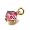 Rhombus Brass with Glass Charms KK-G525-02G-02-2