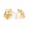 Clear Cubic Zirconia Star Stud Earrings EJEW-L231-73G-3