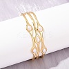 22MM Brass & ABS Plastic Pearl 3 Line Cuff Bangles for Women LS-BJEW-L707-01G-3