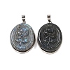 Natural Labradorite Carved Flower Pendants G-B085-15P-1