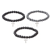 3Pcs Natural & Synthetic Mixed Gemstone Beads Stretch Bracelets BJEW-JB13252-1