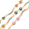 Brass Enamel Evil Eye Link Chains CHC-A006-04G-4