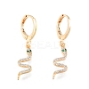 Green Cubic Zirconia Snake Dangle Leverback Earrings EJEW-N012-79-2