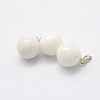 Round Natural White Jade Pendants G-Q434-11-2