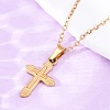 Cross 304 Stainless Steel Pendant Necklaces NJEW-H059-10G-2