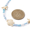 Synthetic Turquoise Starfish & Turtle & Seed Beaded Necklace for Women NJEW-JN04482-02-4
