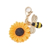 Bee Sunflower Resin & Alloy Enamel Pendant Decorations HJEW-JM01995-1