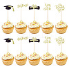 10Pcs Graduation Theme Paper Cake Insert Card Decoration AJEW-WH0270-500A-1