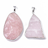 Natural Rose Quartz Pendants G-R461-17E-2