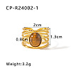 304 Stainless Steel with Natural Tiger Eye Cuff Open Rings WGD4E42-01-1