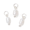 Natural Cultured Freshwater Pearl Potato Charms with Brass Jump Rings PALLOY-JF04176-03-1