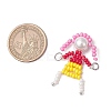 4Pcs 4 Styles Glass Seed Bead with Glass Pearl Round Beaded People Connector Charms PALLOY-MZ00644-2