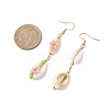 Cowrie Shell Flower Dangle Earrings EJEW-MZ00250-4