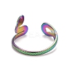 Ion Plating(IP) Rainbow Color 304 Stainless Steel Snake Wrap Open Cuff Ring for Women RJEW-C025-18M-3
