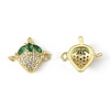 4Pcs 2 Colors Brass Pave Cubic Zirconia Fruit Connector Charms KK-FS0001-73A-2