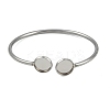 304 Stainless Steel Blank Bangle Bases with Flat Round Tray STAS-Z088-01P-04-2