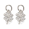 Clover Brass Micro Pave Clear Cubic Zirconia Pendants KK-K300-10P-1