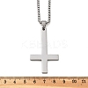 304 Stainless Steel Christian Upside Down Cross Pendant Box Chain Necklaces NJEW-NH0001-07P-4