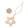 Star Natural Unfinished Wood Beaded Pendant Decorations HJEW-JM02842-02-3