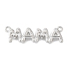 Mother's Day Brass Micro Pave Clear Cubic Zirconia Word Mama Connector Charms KK-V007-36P-1