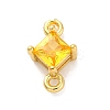 Brass Cubic Zirconia Rhombus Connector Charms KK-F894-12G-01-1