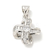 Rack Plating Brass Micro Pave Clear Cubic Zirconia Pendants KK-B093-19P-1
