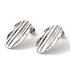304 Stainless Steel Groove Oval Stud Earrings EJEW-C114-29P-2