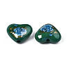 Flower Printed Opaque Acrylic Heart Beads SACR-S305-28-N02-3
