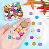 160Pcs 8 Colors Dyed Natural Akoya Shell Disc Links Connector Charms SSHEL-PH0001-30-3
