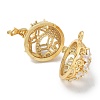 Rack Plating Brass Clear Cubic Zirconia Bead Cage Pendants KK-L224-006G-3