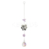 Glass Flower Hanging Suncatchers HJEW-P018-E01-3