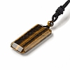 Natural Tiger Eye Rectangle Pendant Necklace with Nylon Cord for Women NJEW-C001-01B-02-2