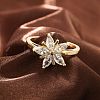 Rack Plating Brass Micro Pave Cubic Zirconia Finger Rings for Women RJEW-M027-01G-02-1