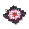 Handmade Glass Seed Beaded  Window Lattice Pattern Shape Pendants PALLOY-MZ00929-05-3