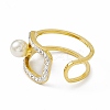 Ion Plating(IP) 304 Stainless Steel Cubic Zirconia Cuff Ring for Women LS-RJEW-C060-04G-3