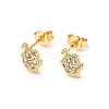 Tortoise Brass Micro Pave Clear Cubic Zirconia Stud Earrings EJEW-A135-03G-4