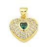Heart Rack Plating Brass Micro Pave Cubic Zirconia Charms KK-Z053-17G-03-1