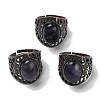 Natural Amethyst Oval Adjustable Rings RJEW-K271-06R-20-1