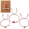 3Pcs Handmade Brass Enamel Charm Bracelets OI2276-13-1