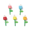 Grade A Round Glass Seed Beads Acrylic Flower Charms PALLOY-MZ00690-1