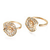 Brass Micro Pave Clear Cubic Zirconia Peg Bails Cuff Finger Ring Settings X-KK-S354-284-NF-1