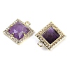 Natural Amethyst Faceted Square Charms G-I375-06G-01-2