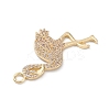 Rack Plating Brass Micro Pave Clear Cubic Zirconia Bird Pendants KK-L155-67G-3
