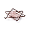 Pentagram Natural Rose Quartz Copper Wire Wrapped Chip Big Pendants G-E195-10R-01-3