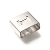 Letter Style 304 Stainless Steel Square Slide Charms STAS-L132-03I-2