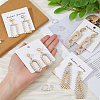 4 Pairs 4 Style Golden Alloy Geometry Dangle Stud Earrings with Plastic Imitation Pearl Beaded for Women EJEW-FI0002-57-3