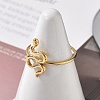 Snake 304 Stainless Steel Open Cuff Ring for Women RJEW-M049-02G-3