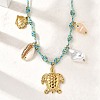 Summer Beach 304 Stainless Steel & Electroplated Natural Shell Pendant Adjustable Polyester Cord Necklaces for Women NJEW-F348-01E-G-1