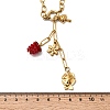 304 Stainless Steel with Resin Red Grapes Flower Snowflake Pendant Necklaces for Women NJEW-G181-10G-3