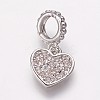 Brass Cubic Zirconia European Dangle Charms KK-P134-02-2
